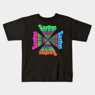 Jean Paul Sartre Kaleidoscope Typographic Design Kids T-Shirt